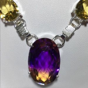 Bi Color Tourmaline Purple, Citrine Necklace